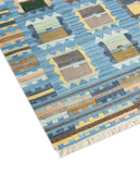 Art kilim style flat woven woollen durrie rug