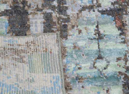 Modern Style Hand Knotted Wool Viscose Carpet