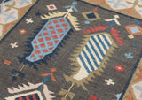 Art kilim style flat woven woollen durrie rug