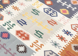 Art kilim style flat woven cotton durrie rug