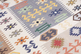 Art kilim style flat woven cotton durrie rug