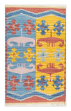 Art kilim style flat woven woollen durrie rug