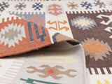 Art kilim style flat woven cotton durrie rug
