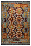 Geometrical Flat Woven Kilim Style Wool Rug