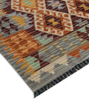 Geometrical Flat Woven Kilim Style Wool Rug