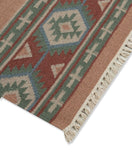 Rust Olive Kilim Wool Durrie Rugs