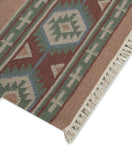 Rust Olive Kilim Wool Durrie Rugs