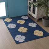 Mid Century style flat woven cotton durrie rug
