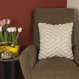 BOHO STYLE COTTON WHITE HAND WOVEN CUSHION