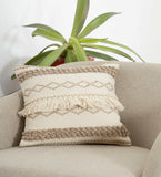 BOHO STYLE COTTON BEIGE HAND WOVEN CUSHION
