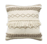 BOHO STYLE COTTON BEIGE HAND WOVEN CUSHION