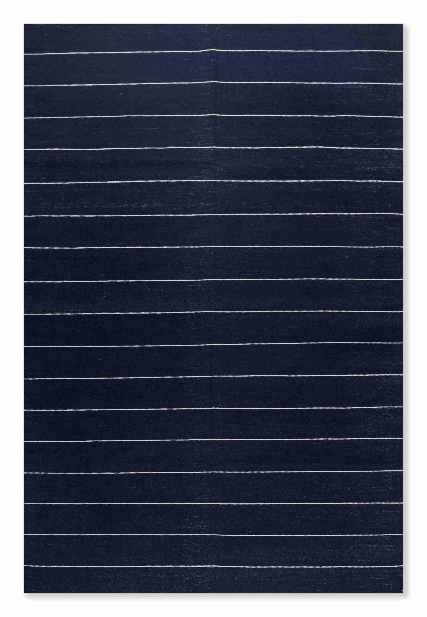 Navy Minimalist Striped Cotton Rug