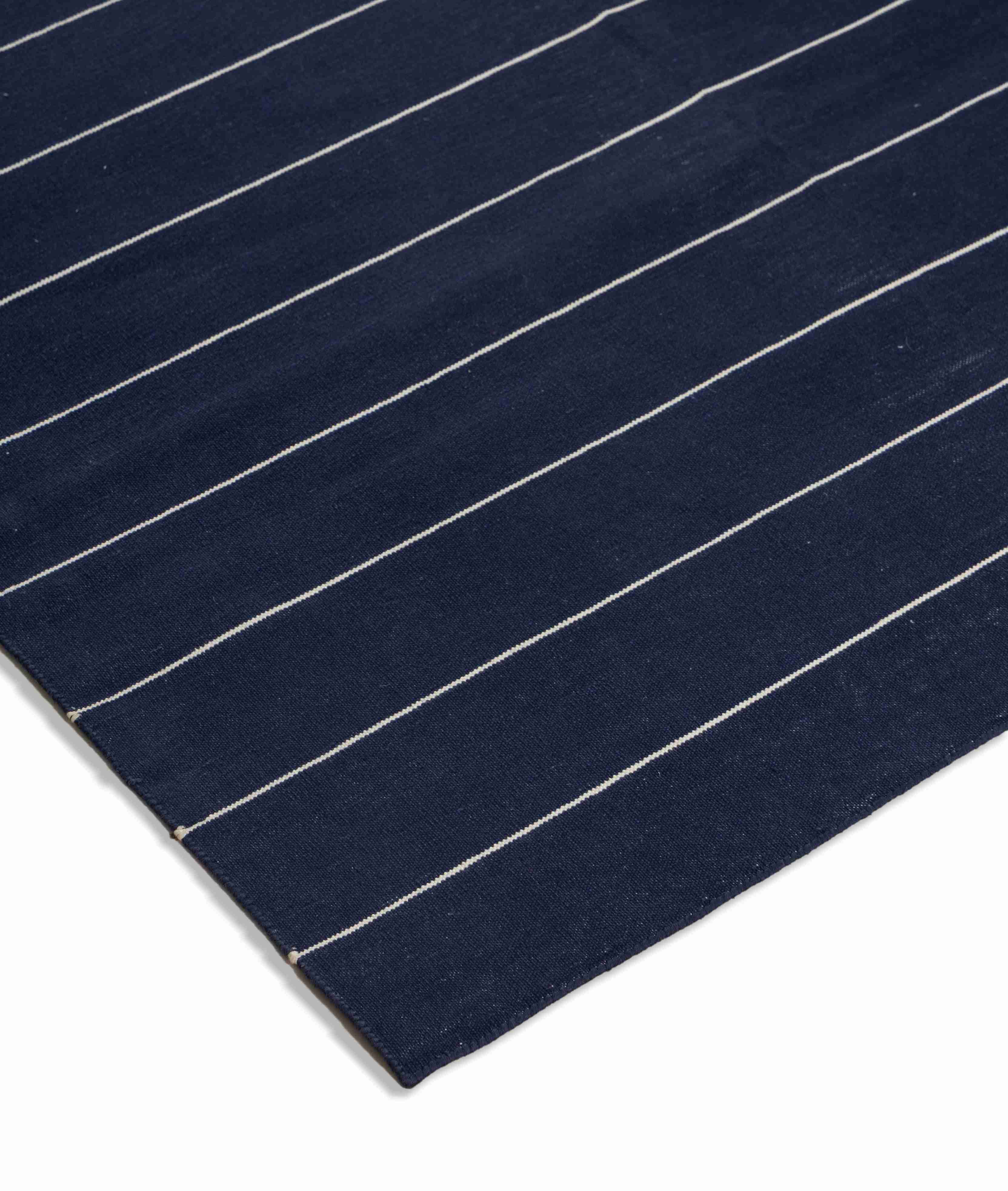 Navy Minimalist Striped Cotton Rug