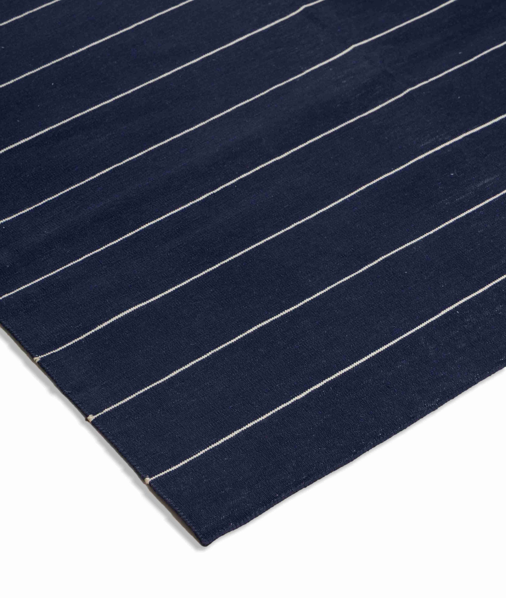 Navy Minimalist Striped Cotton Rug