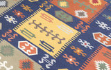 Art kilim style flat woven cotton durrie rug