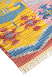 Art kilim style flat woven woollen durrie rug