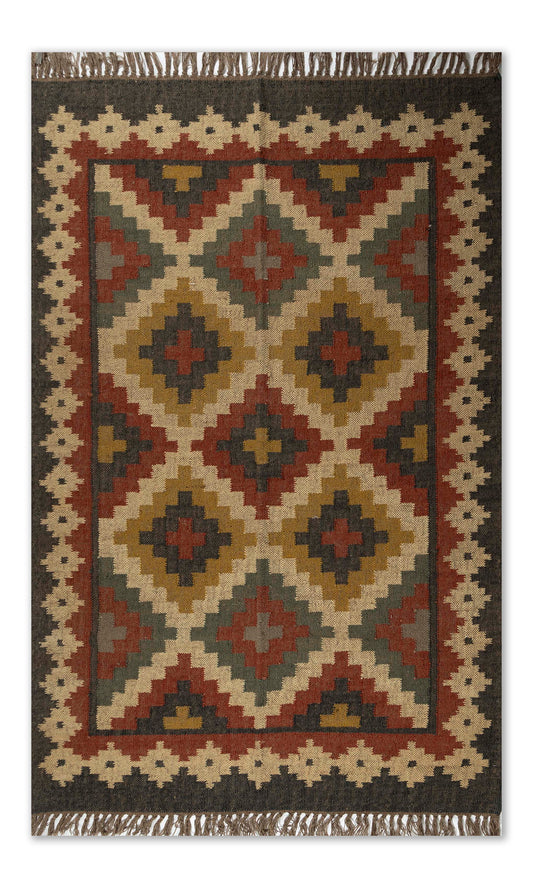 Kilim Style Hand Woven Jute Rug