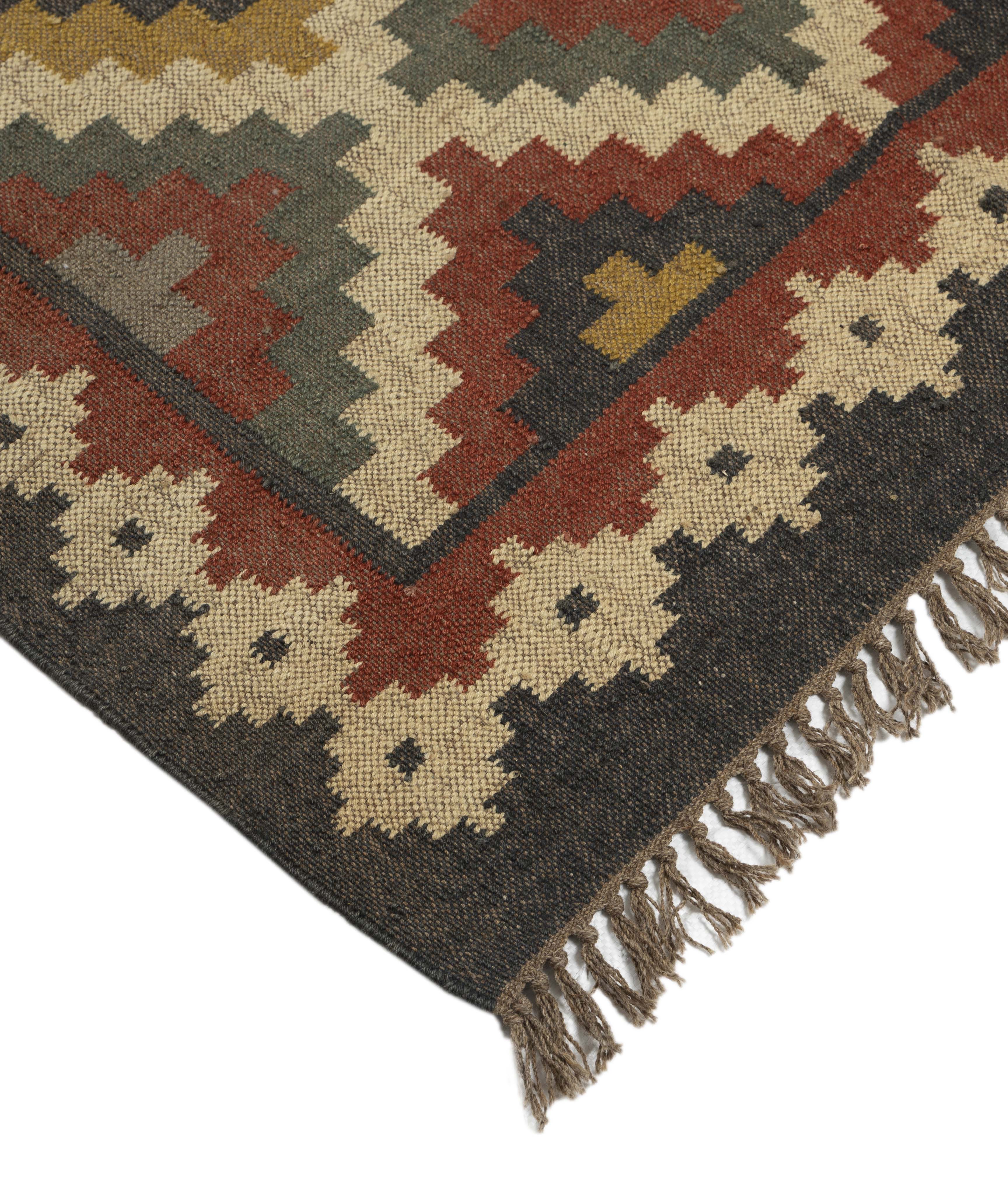 Kilim Style Hand Woven Jute Rug