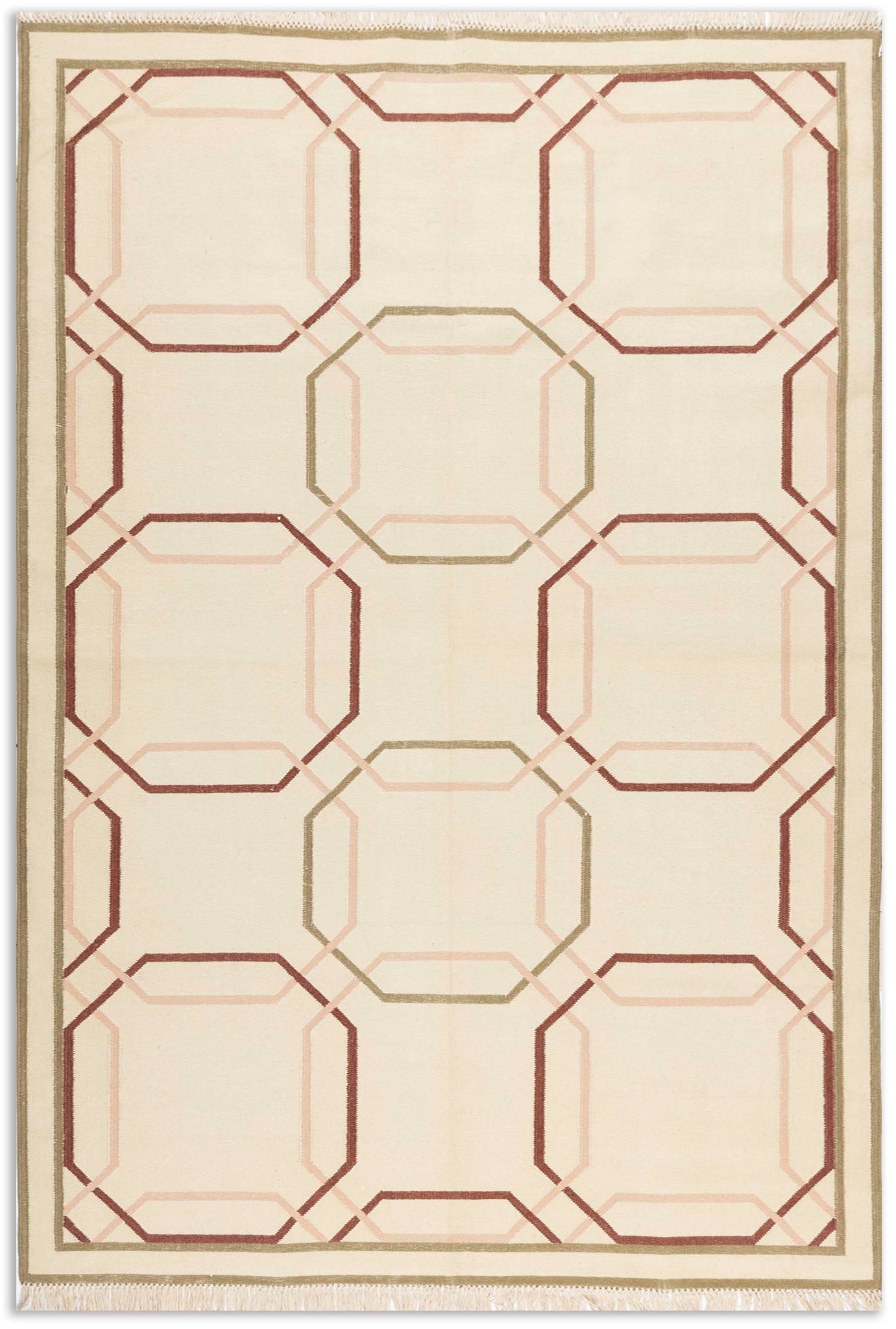 Geometrical Flat Woven Kilim Style Cotton Rug