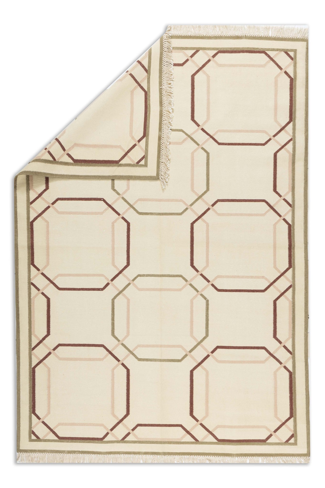 Geometrical Flat Woven Kilim Style Cotton Rug