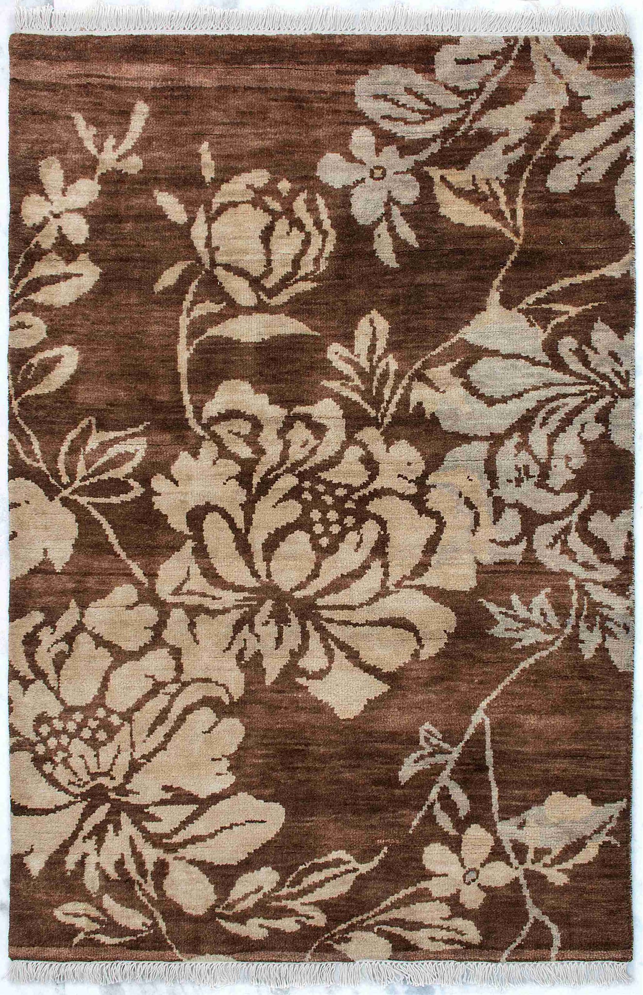Floral Luxe: Warm Elegance in Every Knot HandKnotted In Wool Carpet