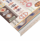 Art kilim style flat woven cotton durrie rug