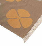 Mid Century style flat woven cotton durrie rug