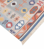 Art kilim style flat woven cotton durrie rug