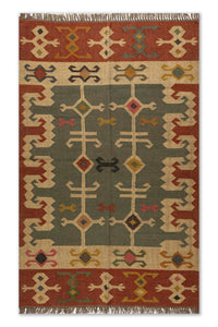 Kilim Style Hand Woven Jute Rug
