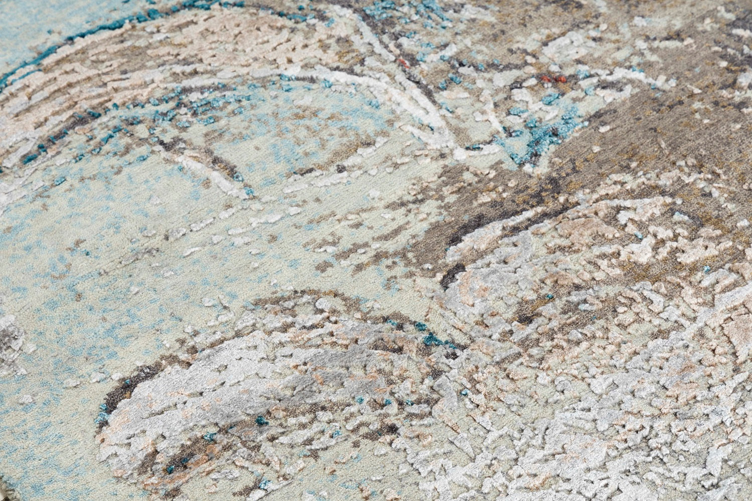 Modern Style Hand Knotted Wool Viscose Carpet