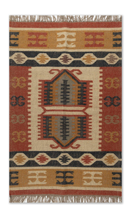 Kilim Style Hand Woven Jute Rug