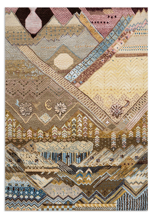 Modern Style Hand Knotted Wool Viscose Carpet