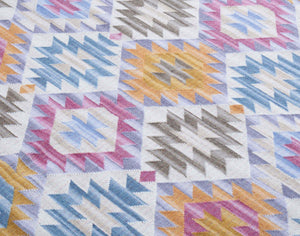 Geometrical Flat Woven Kilim Style Wool Rug