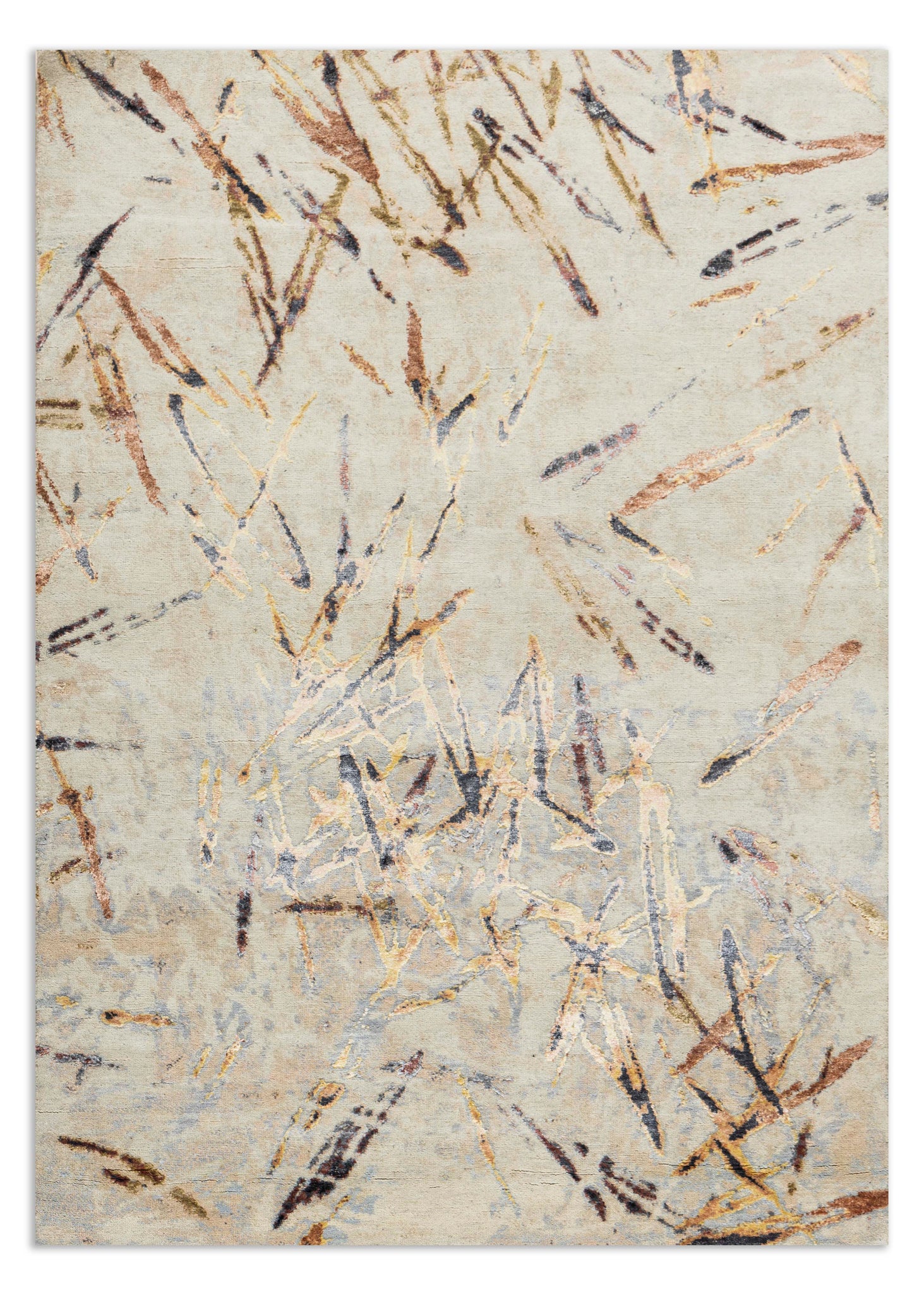Modern Style Hand Knotted Wool Viscose Carpet