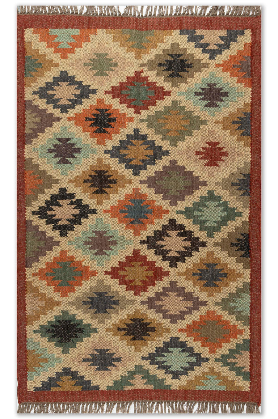 Kilim Style Hand Woven Jute Rug