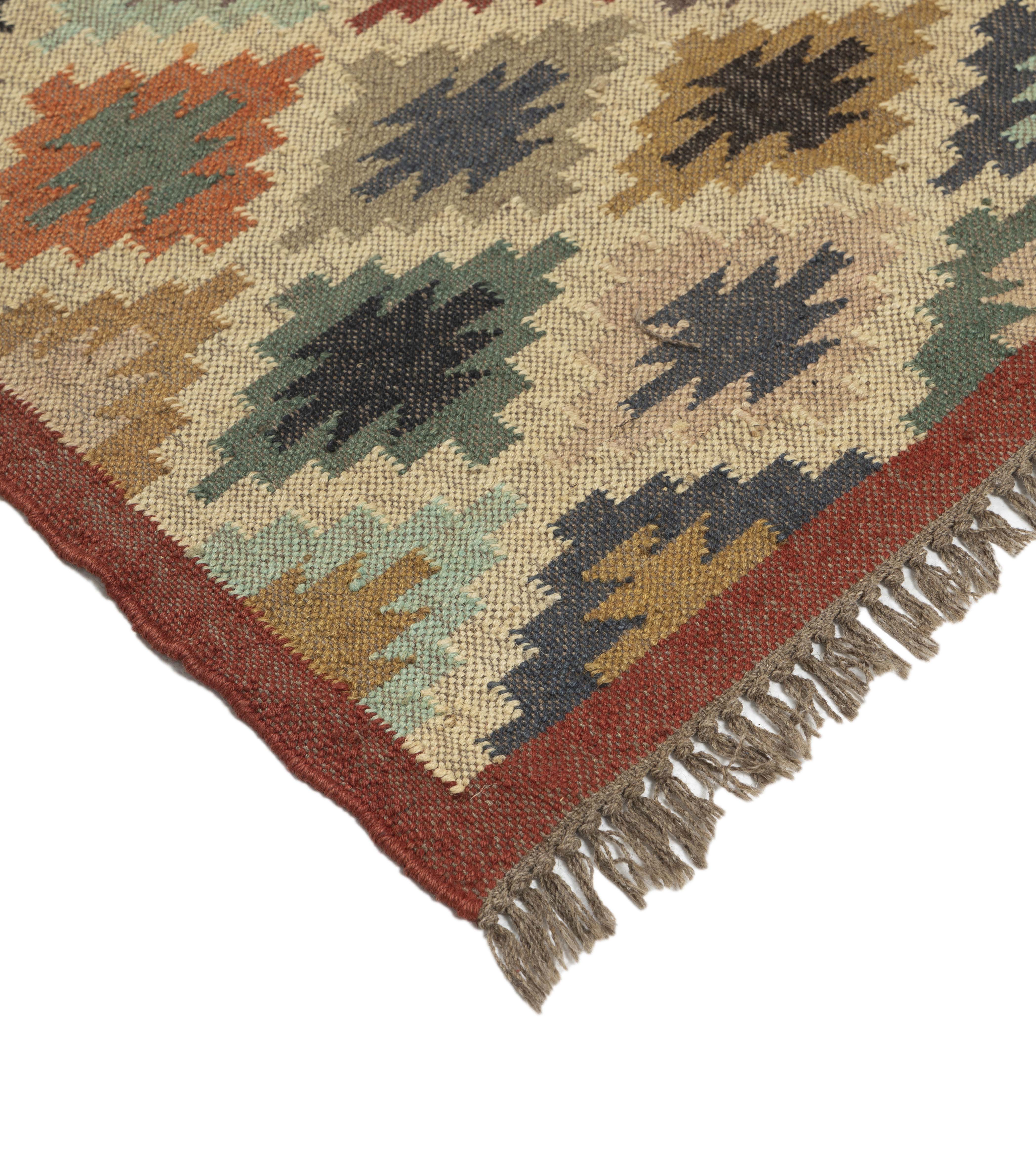 Kilim Style Hand Woven Jute Rug