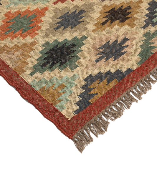Kilim Style Hand Woven Jute Rug