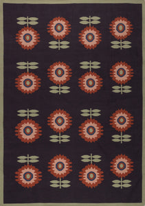 Modern Flower Style Flat Woven Cotton Rug