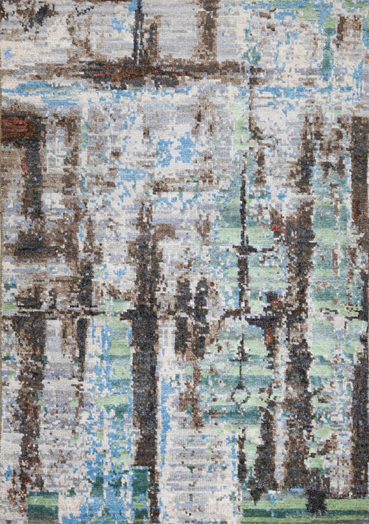 Modern Style Hand Knotted Wool Viscose Carpet