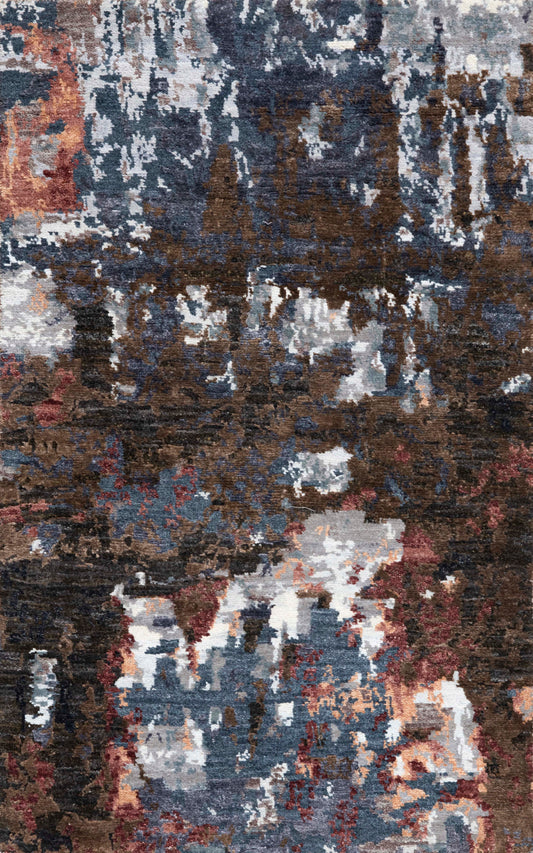 Modern Style Hand Knotted Wool Viscose Carpet