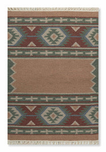 Rust Olive Kilim Wool Durrie Rugs