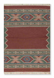 Rust Olive Kilim Wool Durrie Rugs