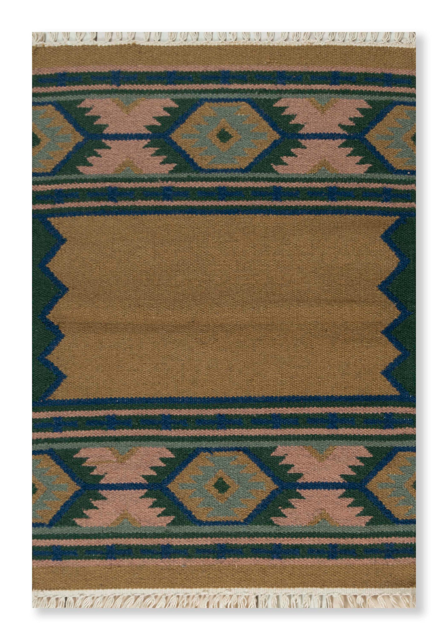 Rust Olive Kilim Wool Durrie Rugs