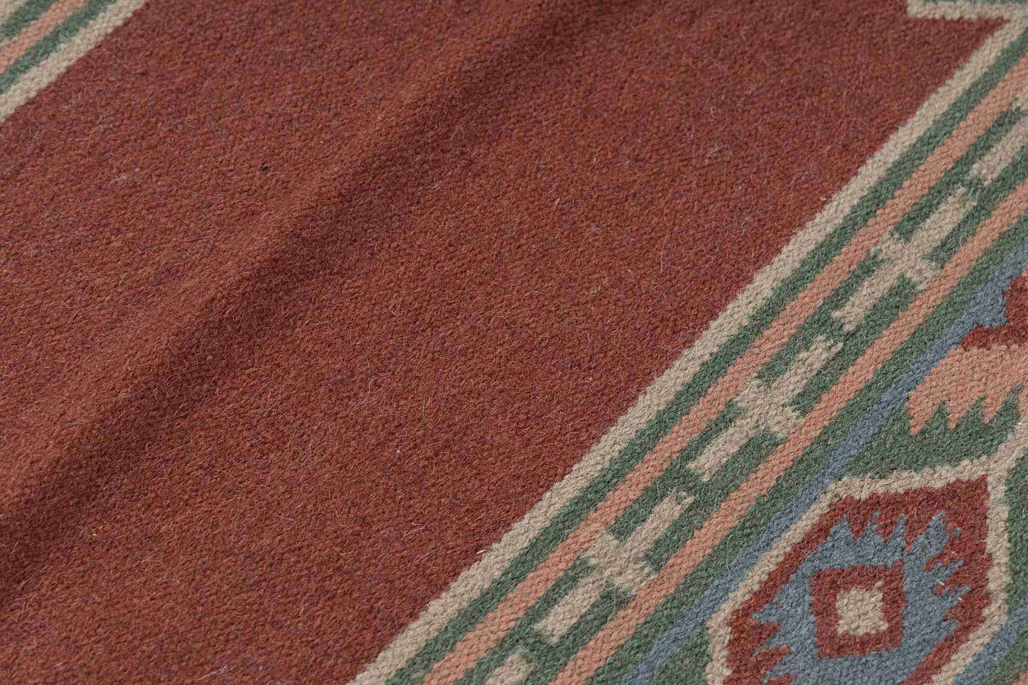 Rust Olive Kilim Wool Durrie Rugs