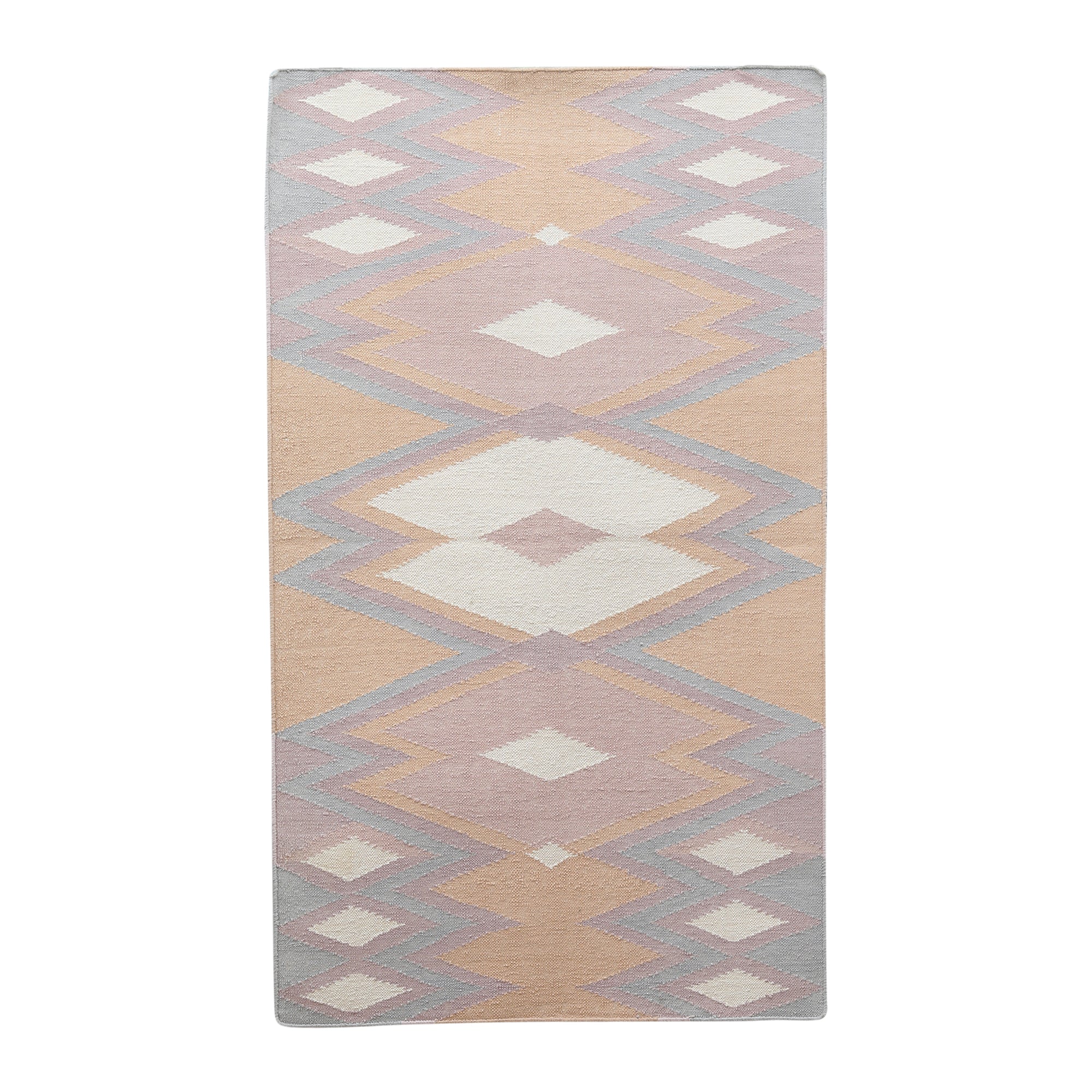 GEOMETRICAL FLAT WOVEN KILIM STYLE COTTON RUG