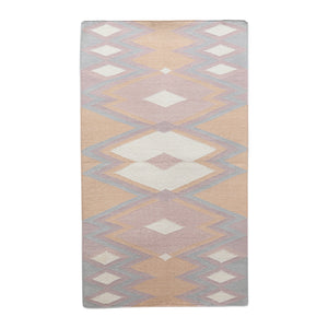 GEOMETRICAL FLAT WOVEN KILIM STYLE COTTON RUG