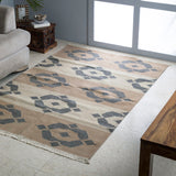 Art kilim style flat woven cotton durrie rug