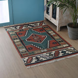 Art kilim style flat woven cotton durrie rug