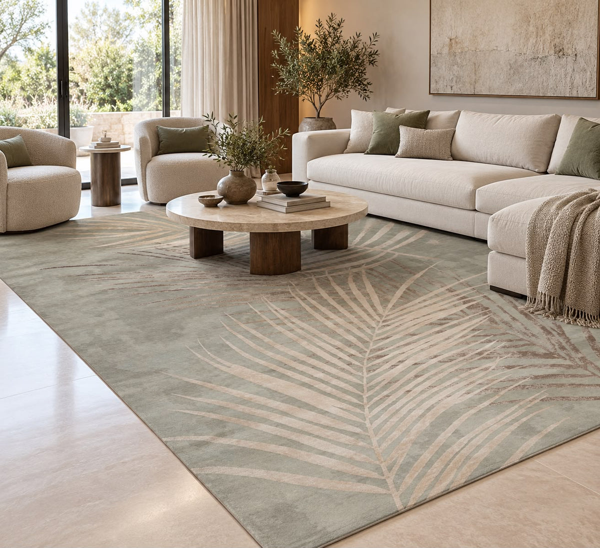 Living room styled with a rug