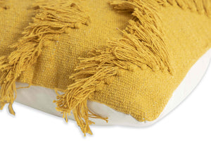 BOHO STYLE COTTON YELLOW HAND WOVEN CUSHION